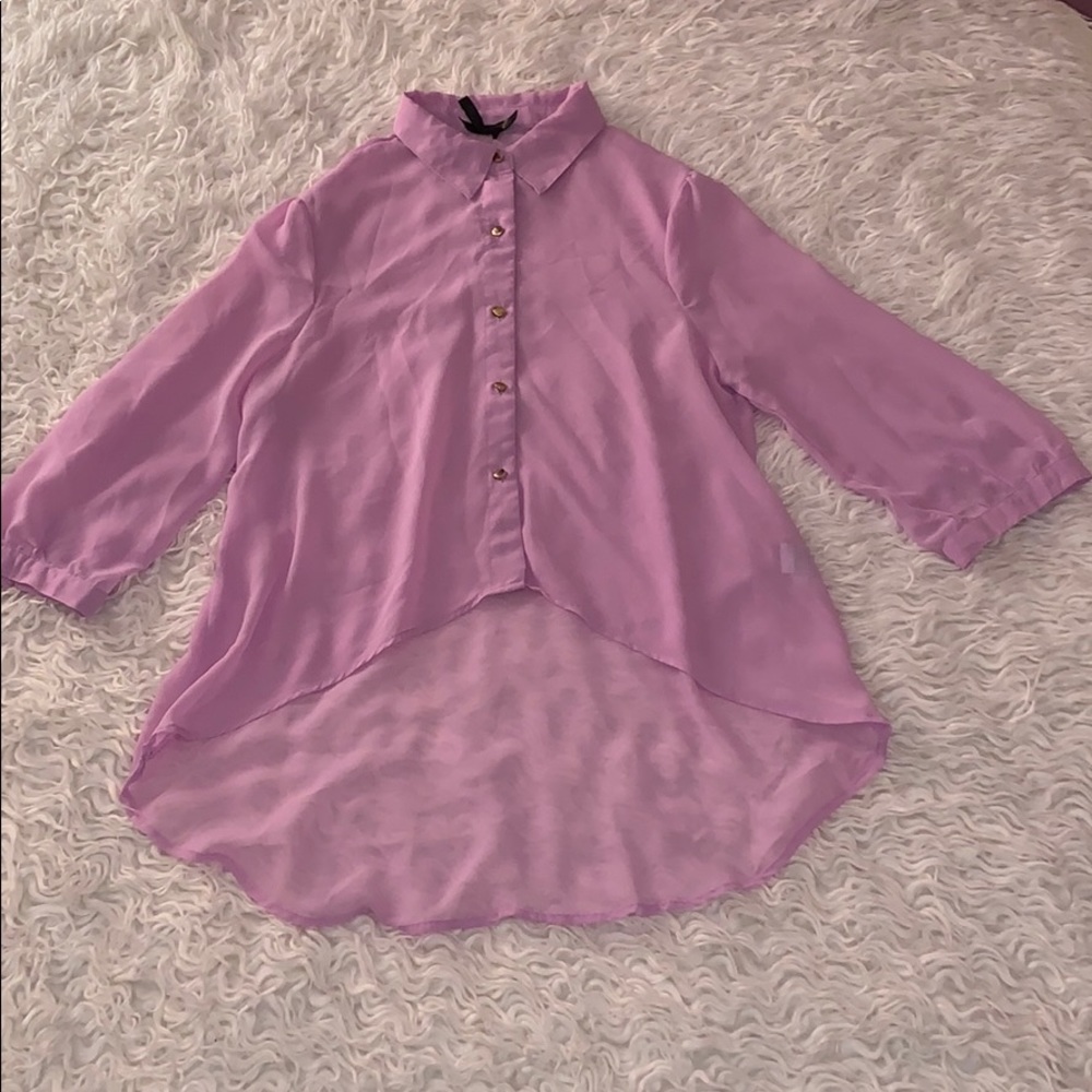 Lavender button down blouse